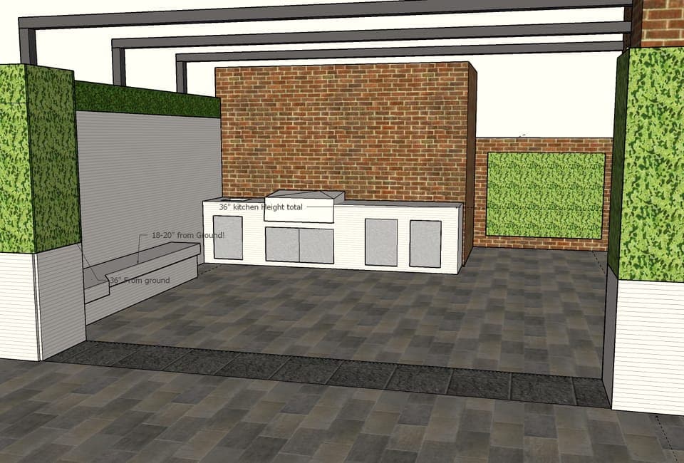 Brick-Walled Backyard — SketchUp outdoor kitchen design