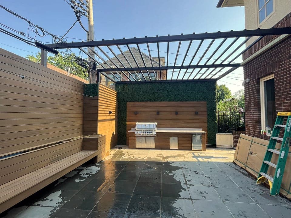 Pergola Patio & Kitchen — Outdoor kitchen under new pergola