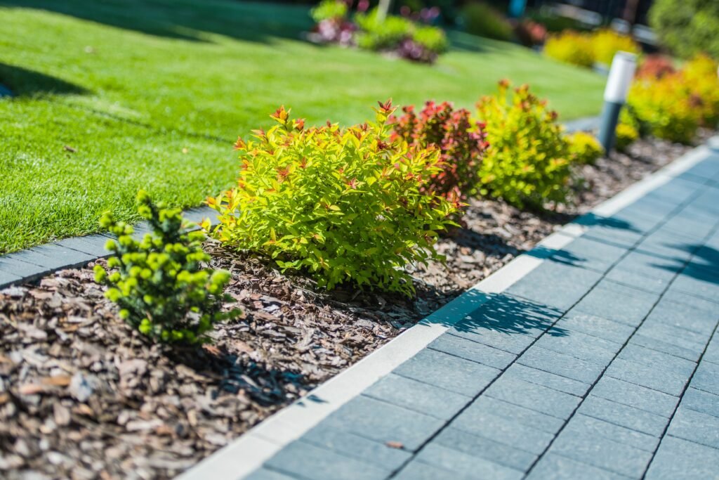 garden brick path closeup